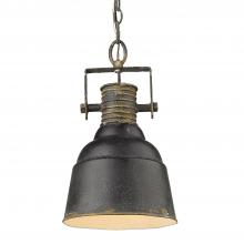  0843-1P ABI - Quarry 1 Light Pendant in Antique Black Iron